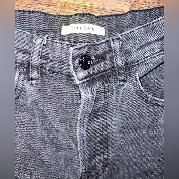 Pacsun High-Rise Straight Leg Distressed Raw Hem Black Jeans Size 23 - Picture 2 of 4